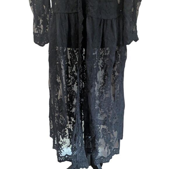 STACCATO Black Lace Duster Kimono Large L Gothic Romantic Whimsigoth Cardigan - Picture 4 of 9